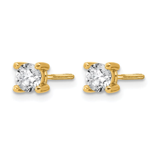 14k 5/8 carat Lab Grown Diamond VS/SI+ G+ Round Complete Four Prong Screwback Heavyweight Stud Earrings