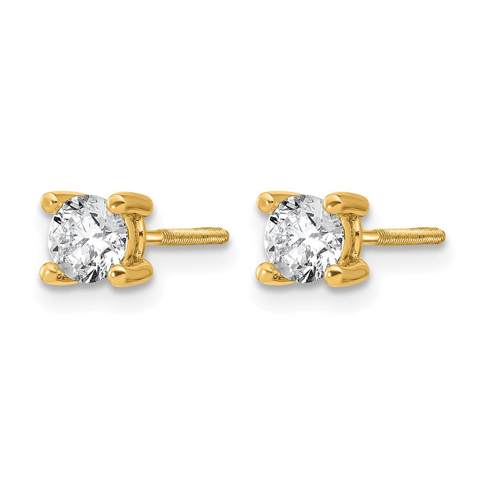 14k 5/8 carat Lab Grown Diamond VS+ F+ Round Complete Four Prong Screwback Heavyweight Stud Earrings