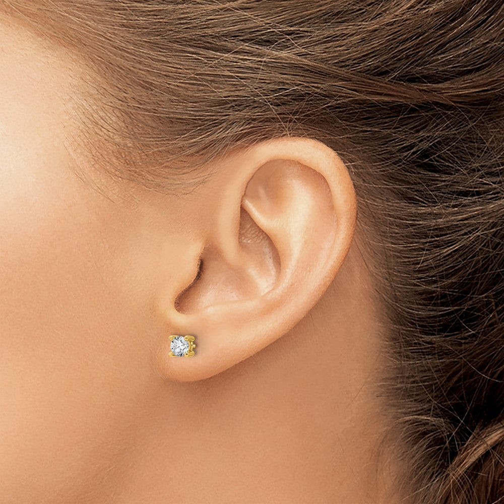 14k 5/8 carat Lab Grown Diamond VS+ F+ Round Complete Four Prong Screwback Heavyweight Stud Earrings