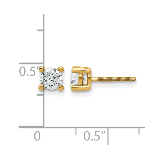 14k 5/8 carat Lab Grown Diamond VS/SI+ G+ Round Complete Four Prong Screwback Heavyweight Stud Earrings