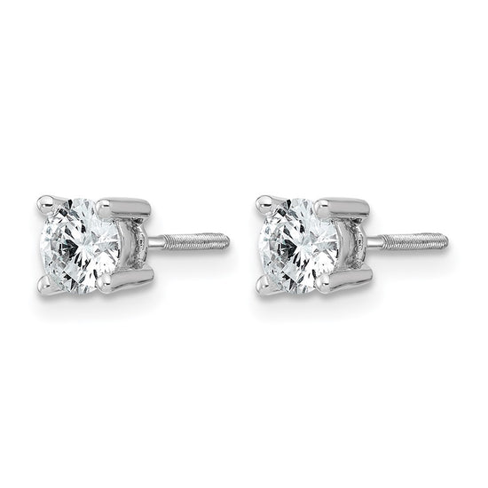 14k White Gold 3/4 carat Lab Grown Diamond VS/SI+ G+ Round Complete Four Prong Screwback Heavyweight Stud Earrings
