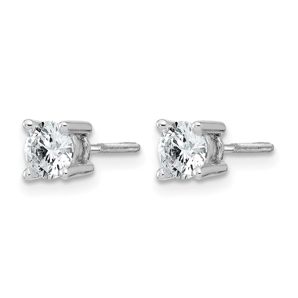 14k White Gold 3/4 carat Lab Grown Diamond VS+ F+ Round Complete Four Prong Screwback Heavyweight Stud Earrings