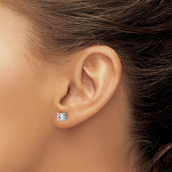 14k White Gold 3/4 carat Lab Grown Diamond VS/SI+ G+ Round Complete Four Prong Screwback Heavyweight Stud Earrings