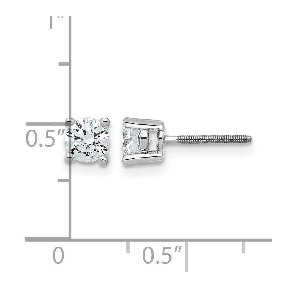 14k White Gold 3/4 carat Certified Lab Grown Diamond VS/SI+ G+ Round Complete Four Prong Screwback Heavyweight Stud Earrings
