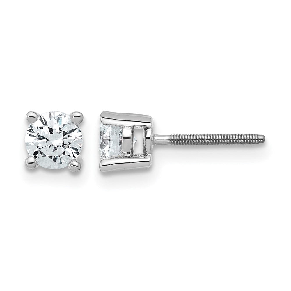 14k White Gold 3/4 carat Certified Lab Grown Diamond VS/SI+ G+ Round Complete Four Prong Screwback Heavyweight Stud Earrings