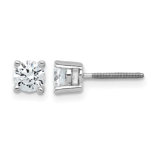 14k White Gold 3/4 carat Lab Grown Diamond VS/SI+ G+ Round Complete Four Prong Screwback Heavyweight Stud Earrings