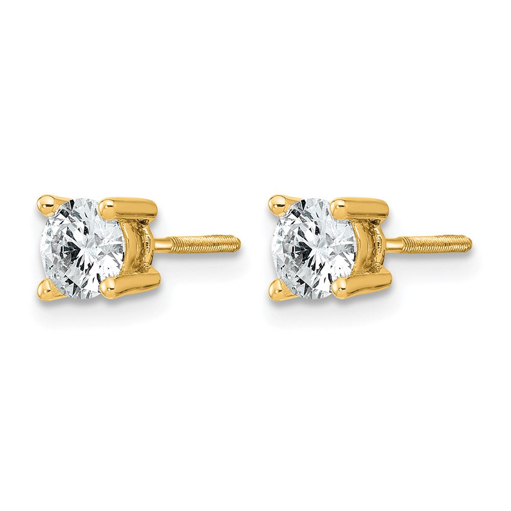 14k 3/4 carat Lab Grown Diamond VS/SI+ G+ Round Complete Four Prong Screwback Heavyweight Stud Earrings