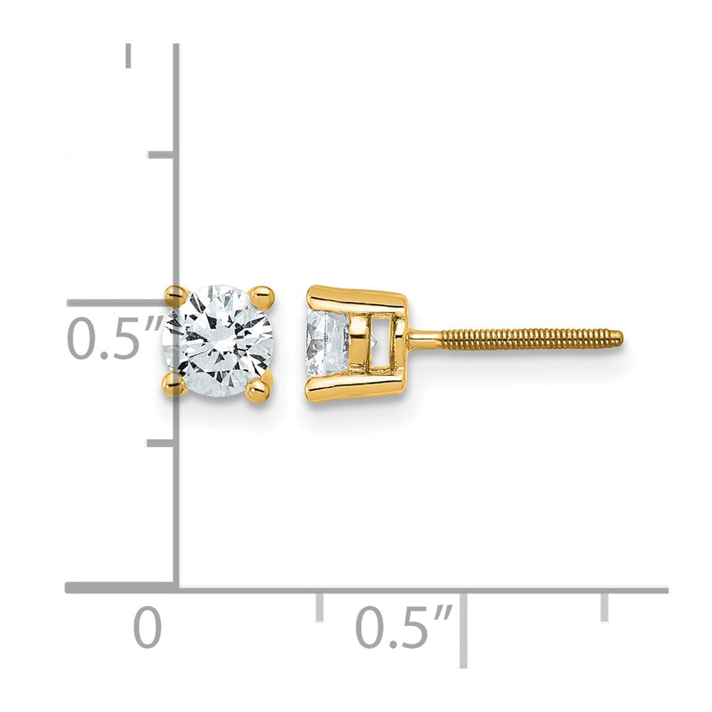 14k 3/4 carat Certified Lab Grown Diamond VS/SI+ G+ Round Complete Four Prong Screwback Heavyweight Stud Earrings