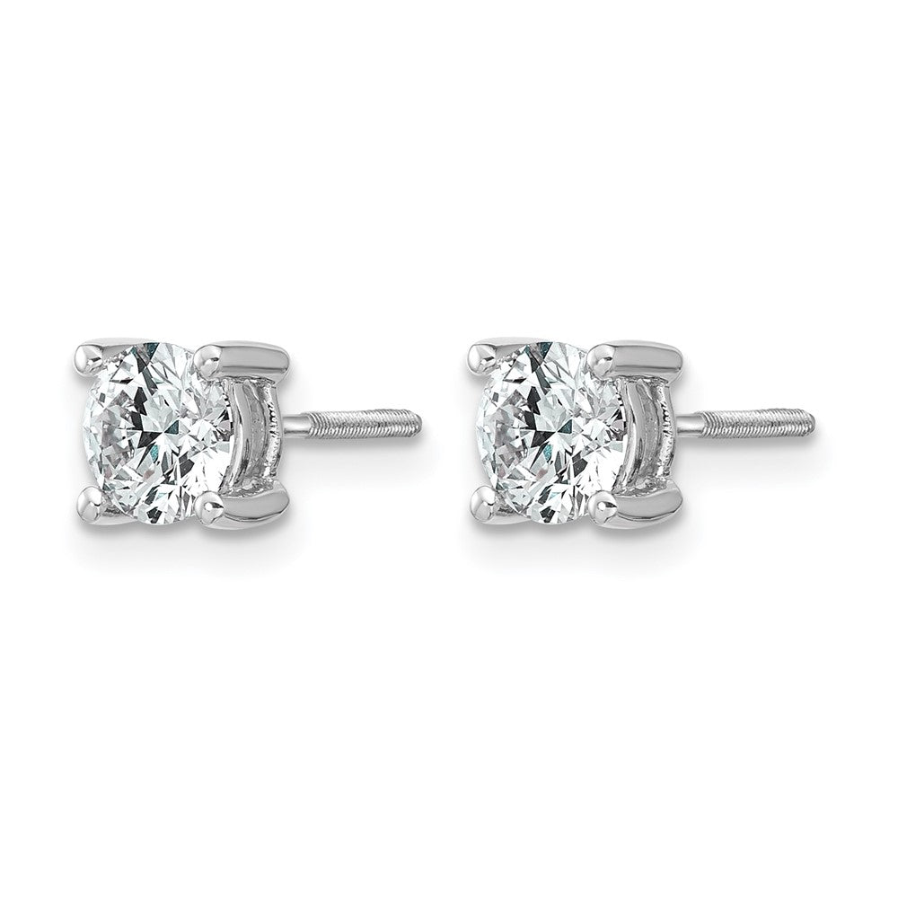 14k White Gold 1 carat Lab Grown Diamond VS/SI+ G+ Round Complete Four Prong Screwback Heavyweight Stud Earrings