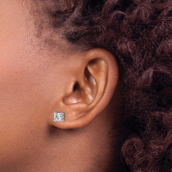 14k White Gold 1 carat Lab Grown Diamond VS/SI+ G+ Round Complete Four Prong Screwback Heavyweight Stud Earrings
