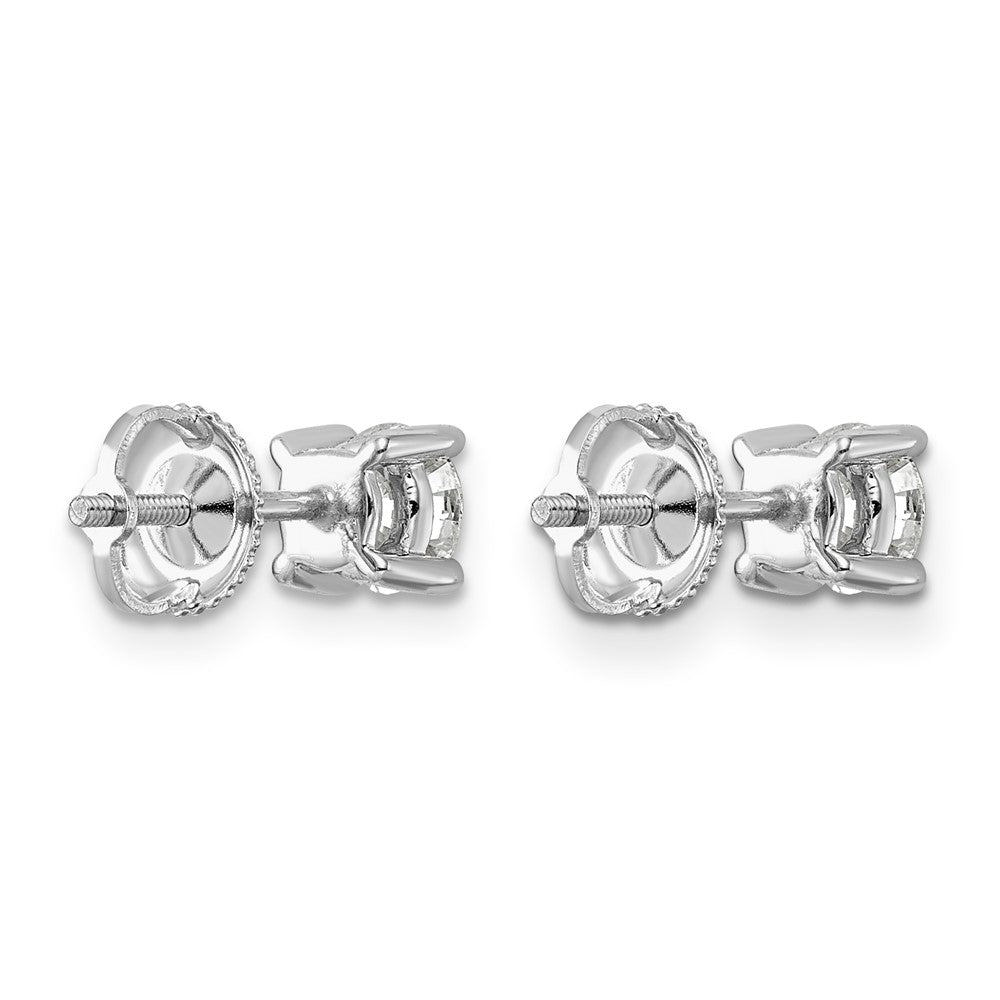 14k White Gold 1 carat Lab Grown Diamond VS/SI+ G+ Round Complete Four Prong Screwback Heavyweight Stud Earrings