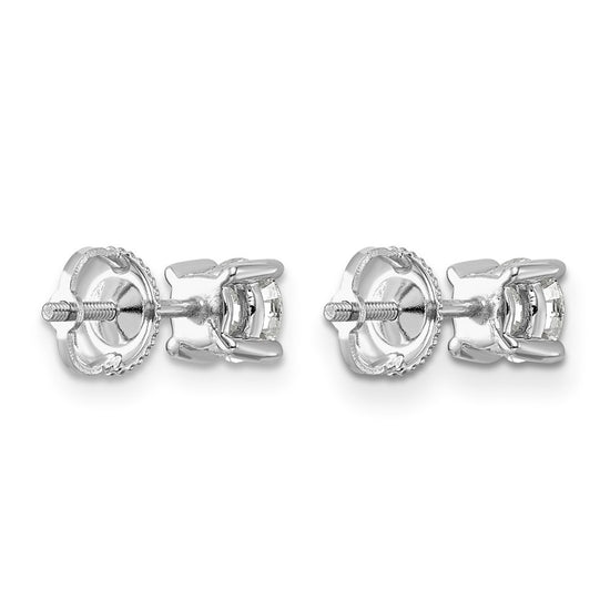 14k White Gold 1 carat Certified Lab Grown Diamond VS/SI+ G+ Round Complete Four Prong Screwback Heavyweight Stud Earrings