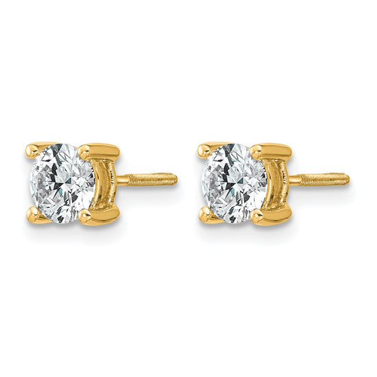 14k 1 carat Lab Grown Diamond VS+ F+ Round Complete Four Prong Screwback Heavyweight Stud Earrings