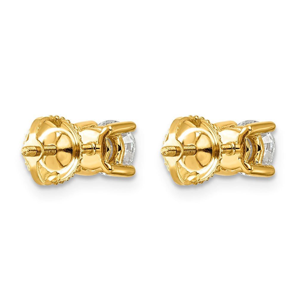 14k 1 carat Lab Grown Diamond VS+ F+ Round Complete Four Prong Screwback Heavyweight Stud Earrings
