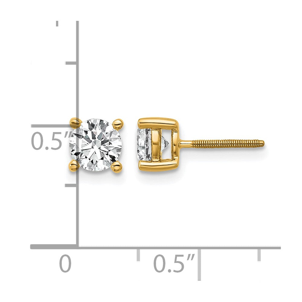 14k 1 carat Lab Grown Diamond VS+ F+ Round Complete Four Prong Screwback Heavyweight Stud Earrings