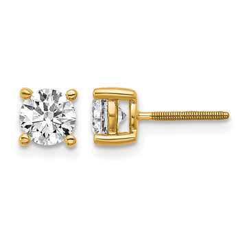 14k 1 carat Lab Grown Diamond VS+ F+ Round Complete Four Prong Screwback Heavyweight Stud Earrings