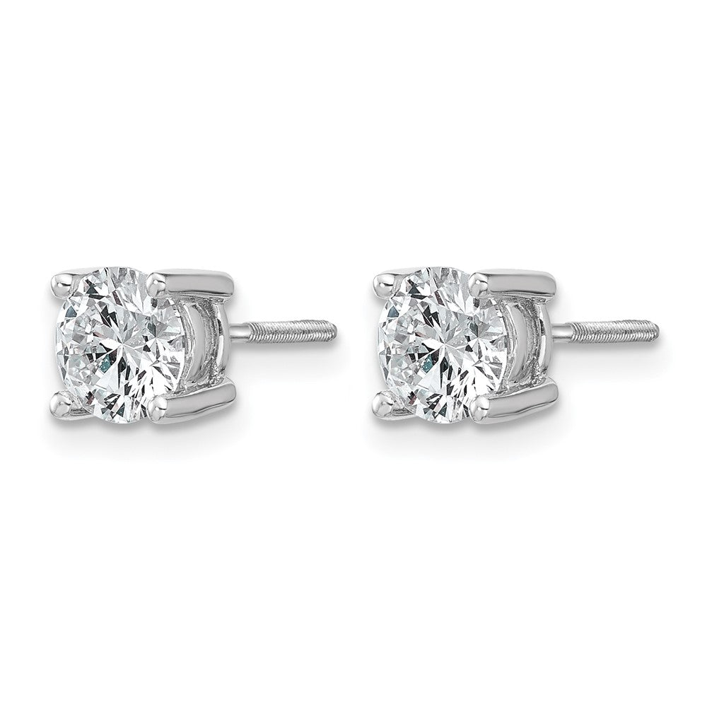14k White Gold 1 1/2 carat Lab Grown Diamond VS/SI+ G+ Round Complete Four Prong Screwback Heavyweight Stud Earrings