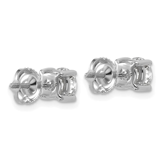 14k White Gold 1 1/2 carat Lab Grown Diamond VS/SI+ G+ Round Complete Four Prong Screwback Heavyweight Stud Earrings