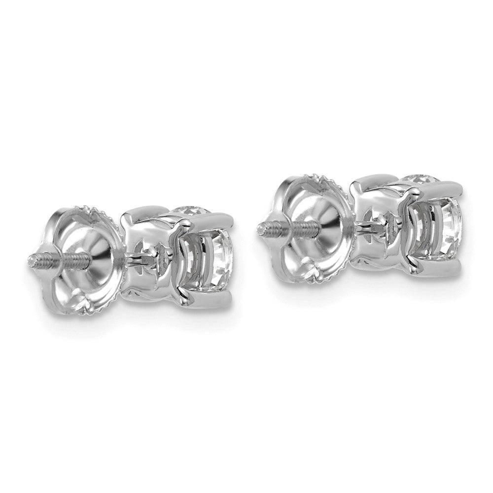 14k White Gold 1 1/2 carat Certified Lab Grown Diamond VS/SI+ G+ Round Complete Four Prong Screwback Heavyweight Stud Earrings