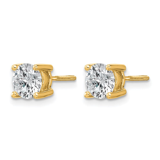 14k 1 1/2 carat Lab Grown Diamond VS+ F+ Round Complete Four Prong Screwback Heavyweight Stud Earrings