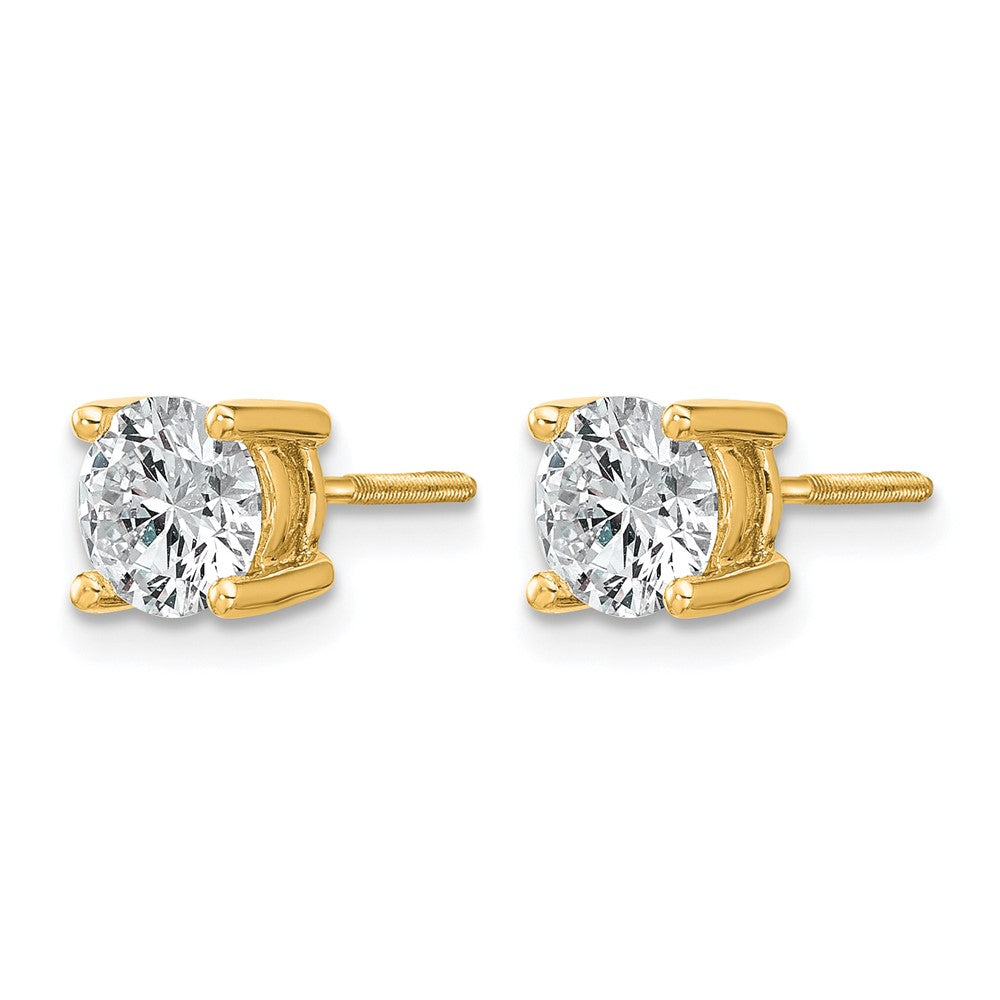 14k 1 1/2 carat Lab Grown Diamond VS/SI+ G+ Round Complete Four Prong Screwback Heavyweight Stud Earrings