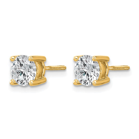 14k 1 1/2 carat Lab Grown Diamond VS/SI+ G+ Round Complete Four Prong Screwback Heavyweight Stud Earrings