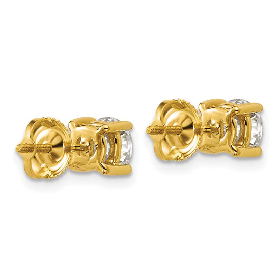 14k 1 1/2 carat Lab Grown Diamond VS/SI+ G+ Round Complete Four Prong Screwback Heavyweight Stud Earrings