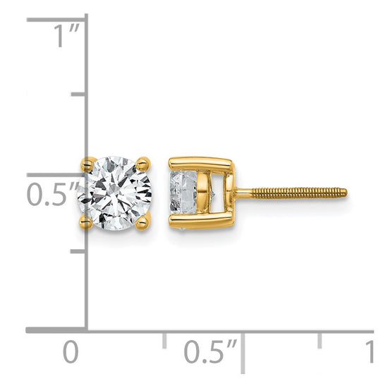 14k 1 1/2 carat Lab Grown Diamond VS+ F+ Round Complete Four Prong Screwback Heavyweight Stud Earrings