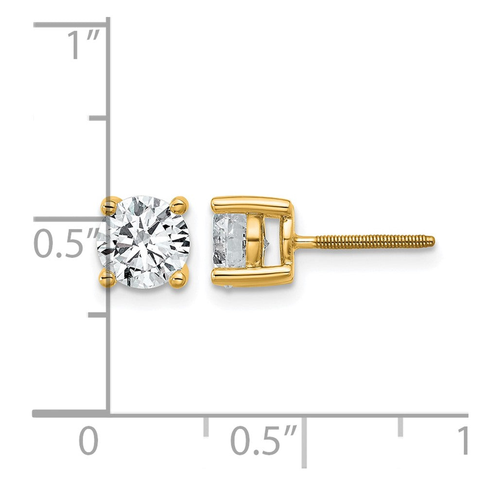 14k 1 1/2 carat Lab Grown Diamond VS+ F+ Round Complete Four Prong Screwback Heavyweight Stud Earrings