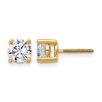 14k 1 1/2 carat Lab Grown Diamond VS+ F+ Round Complete Four Prong Screwback Heavyweight Stud Earrings