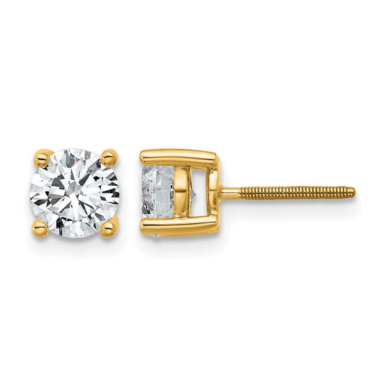 14k 1 1/2 carat Lab Grown Diamond VS/SI+ G+ Round Complete Four Prong Screwback Heavyweight Stud Earrings