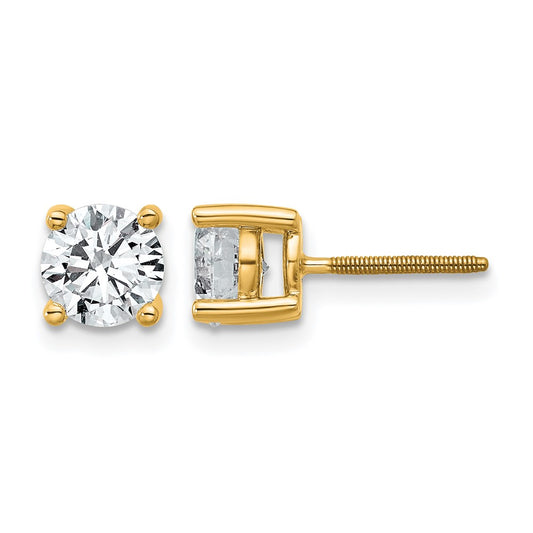 14k 1 1/2 carat Lab Grown Diamond VS/SI+ G+ Round Complete Four Prong Screwback Heavyweight Stud Earrings