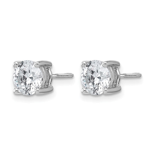 14k White Gold 2 carat Lab Grown Diamond VS/SI+ G+ Round Complete Four Prong Screwback Heavyweight Stud Earrings