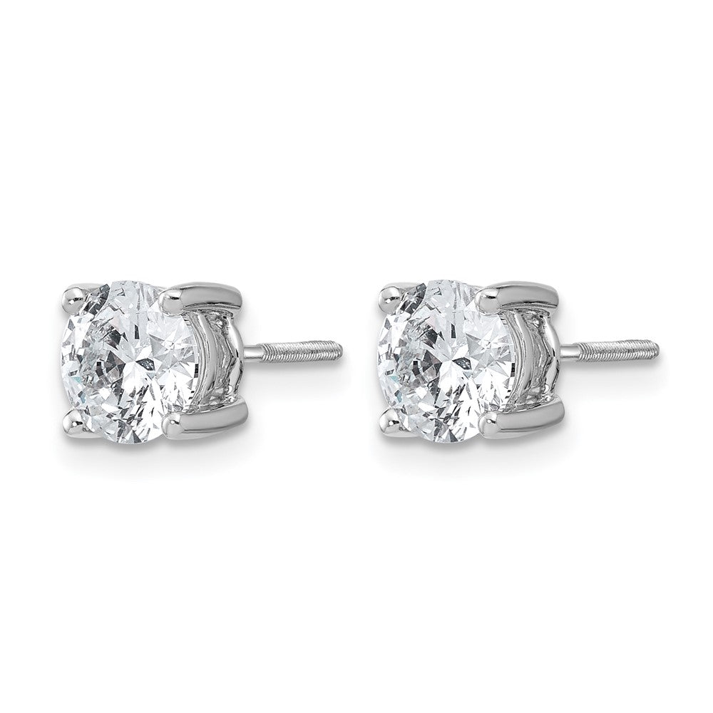 14k White Gold 2 carat Lab Grown Diamond VS+ F+ Round Complete Four Prong Screwback Heavyweight Stud Earrings