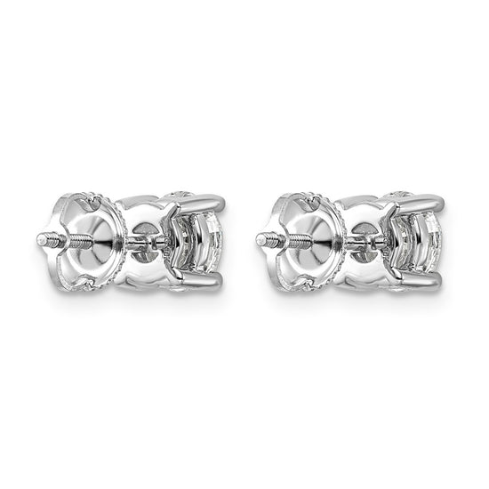 14k White Gold 2 carat Certified Lab Grown Diamond VS/SI+ G+ Round Complete Four Prong Screwback Heavyweight Stud Earrings
