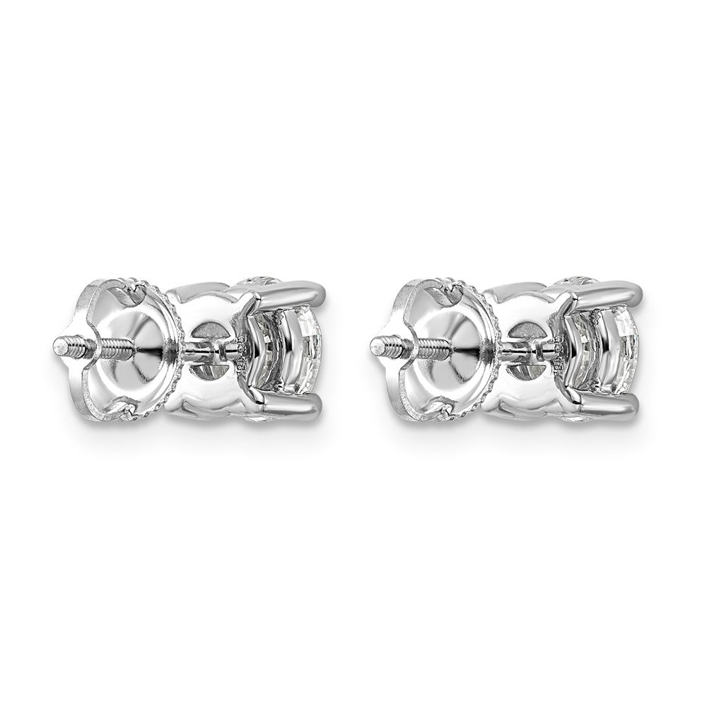 14k White Gold 2 carat Lab Grown Diamond VS+ F+ Round Complete Four Prong Screwback Heavyweight Stud Earrings