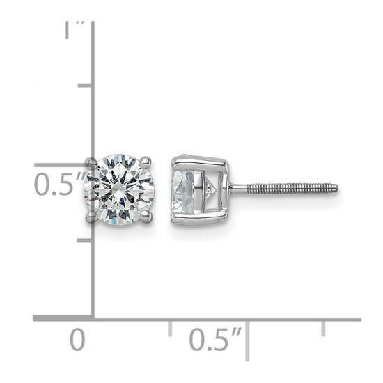 14k White Gold 2 carat Certified Lab Grown Diamond VS/SI+ G+ Round Complete Four Prong Screwback Heavyweight Stud Earrings