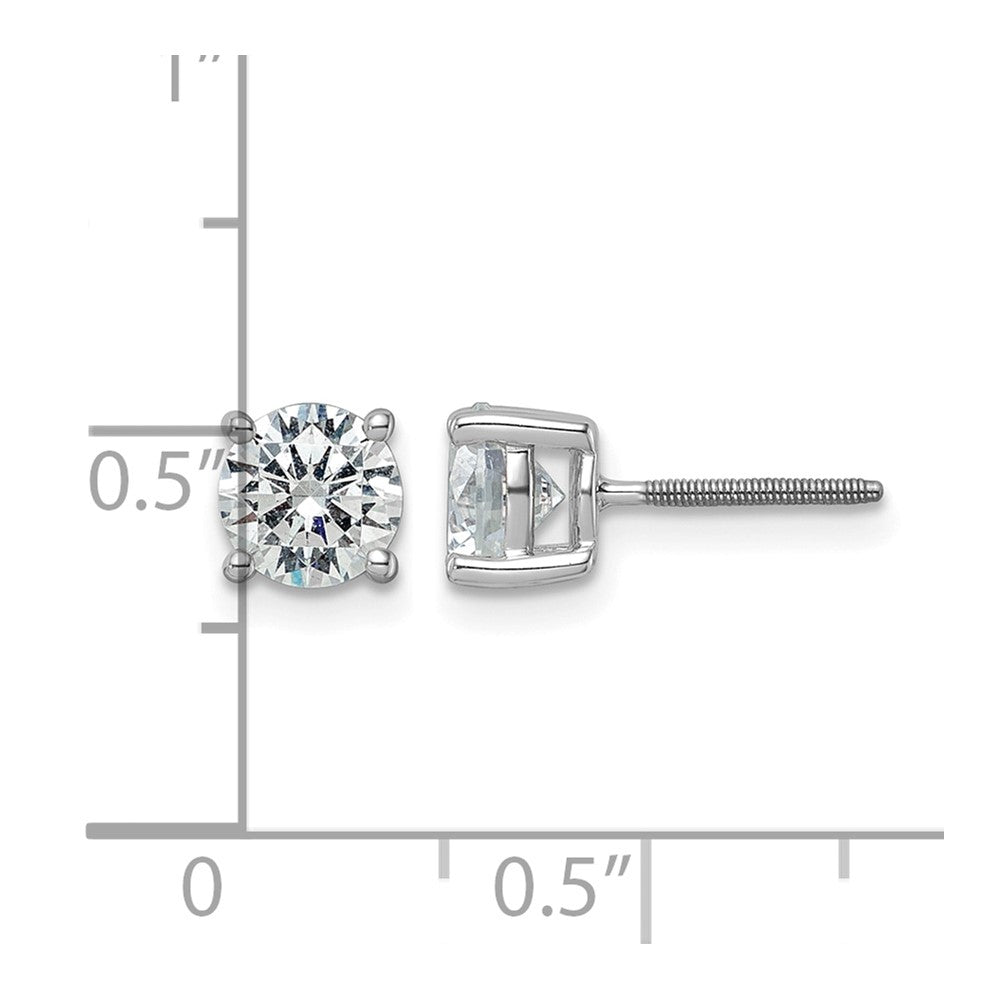 14k White Gold 2 carat Certified Lab Grown Diamond VS/SI+ G+ Round Complete Four Prong Screwback Heavyweight Stud Earrings