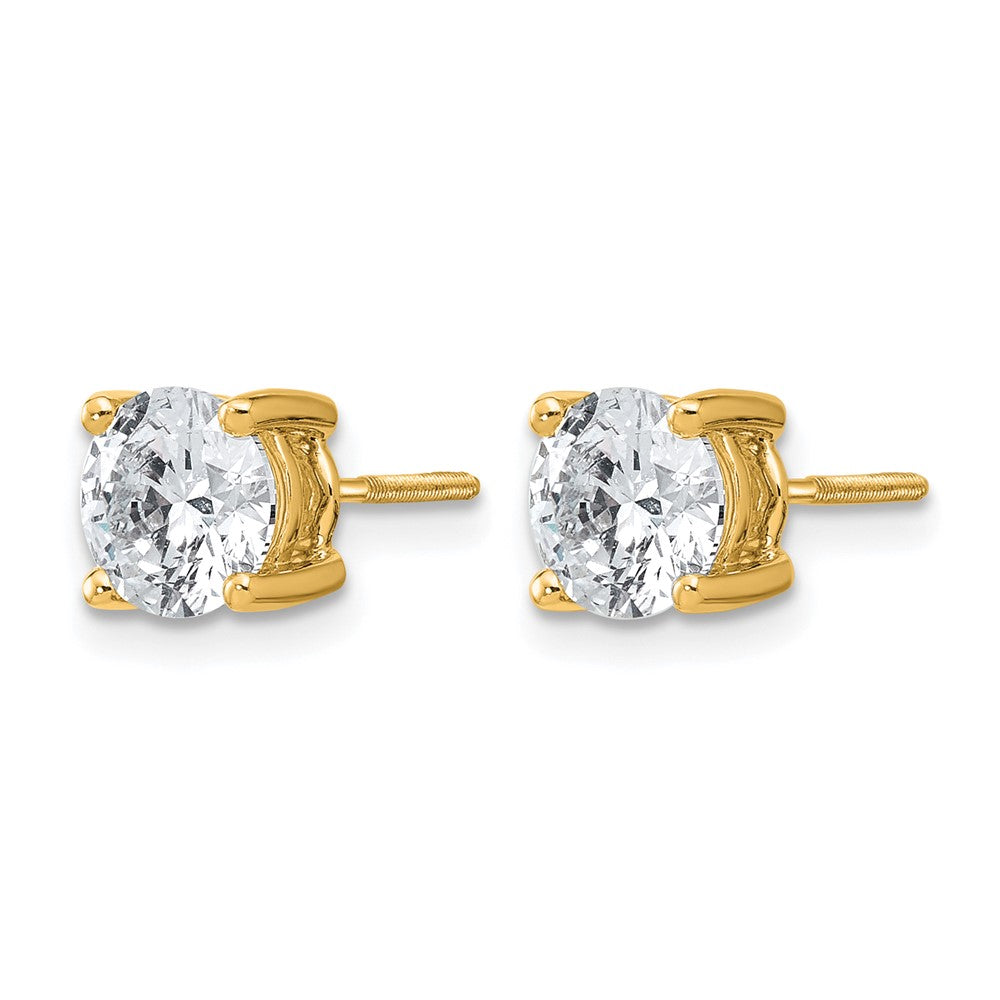 14k 2 carat Certified Lab Grown Diamond VS/SI+ G+ Round Complete Four Prong Screwback Heavyweight Stud Earrings