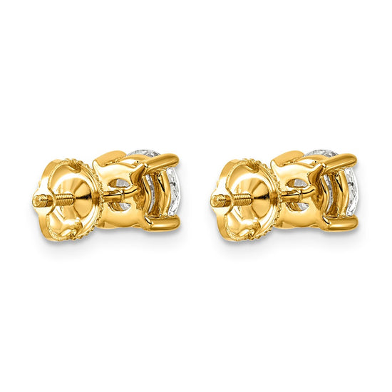 14k 2 carat Lab Grown Diamond VS/SI+ G+ Round Complete Four Prong Screwback Heavyweight Stud Earrings