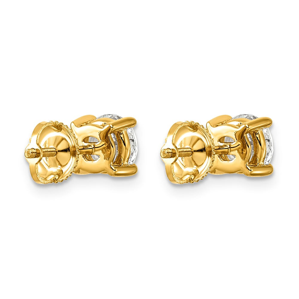 14k 2 carat Lab Grown Diamond VS/SI+ G+ Round Complete Four Prong Screwback Heavyweight Stud Earrings