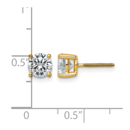 14k 2 carat Certified Lab Grown Diamond VS/SI+ G+ Round Complete Four Prong Screwback Heavyweight Stud Earrings