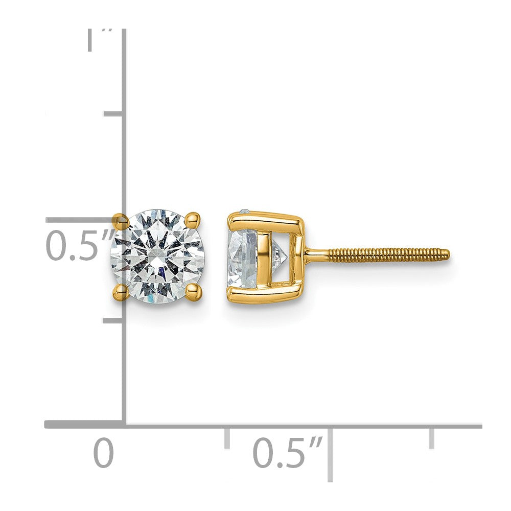 14k 2 carat Certified Lab Grown Diamond VS/SI+ G+ Round Complete Four Prong Screwback Heavyweight Stud Earrings