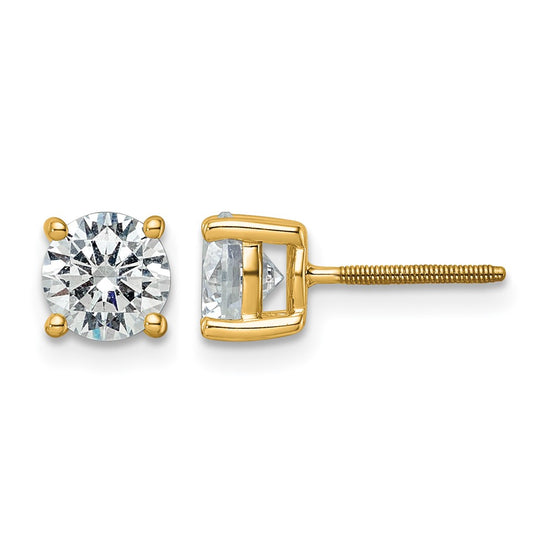 14k 2 carat Certified Lab Grown Diamond VS/SI+ G+ Round Complete Four Prong Screwback Heavyweight Stud Earrings