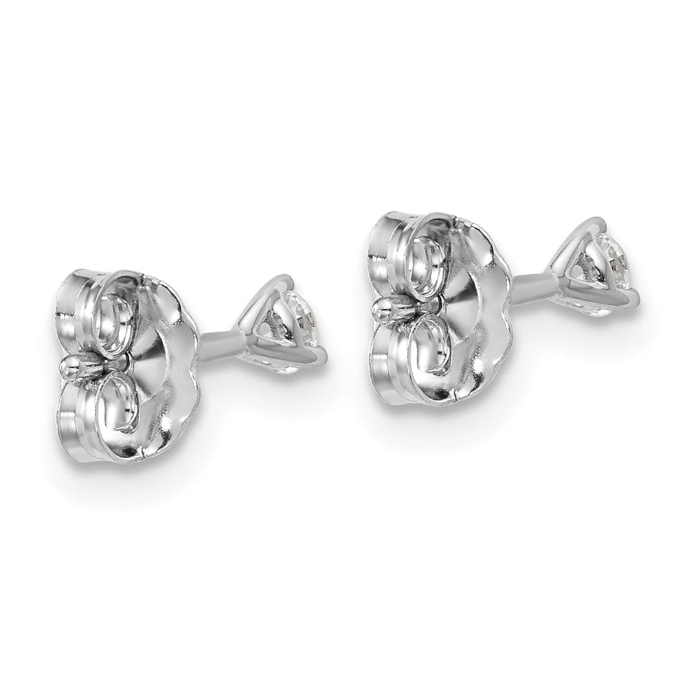 14k White Gold 1/6 carat Lab Grown Diamond VS+ F+ Round Complete Three Prong Stud Earrings