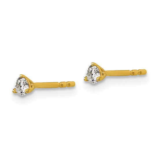14k 1/6 carat Lab Grown Diamond VS+ F+ Round Complete Three Prong Stud Earrings