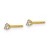 14k 1/6 carat Lab Grown Diamond VS+ F+ Round Complete Three Prong Stud Earrings