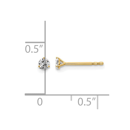 14k 1/6 carat Lab Grown Diamond VS+ F+ Round Complete Three Prong Stud Earrings