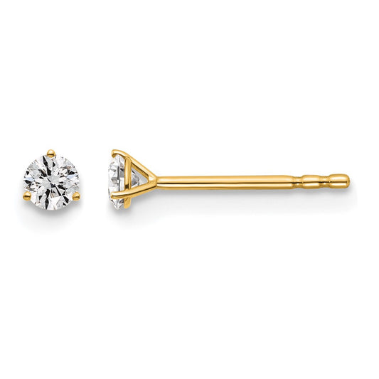 14k 1/6 carat Lab Grown Diamond VS+ F+ Round Complete Three Prong Stud Earrings