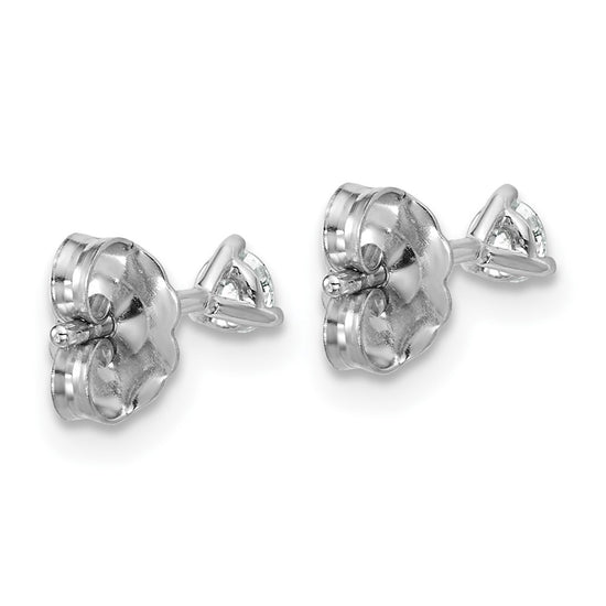 14k White Gold 1/5 carat Lab Grown Diamond VS+ F+ Round Complete Three Prong Stud Earrings